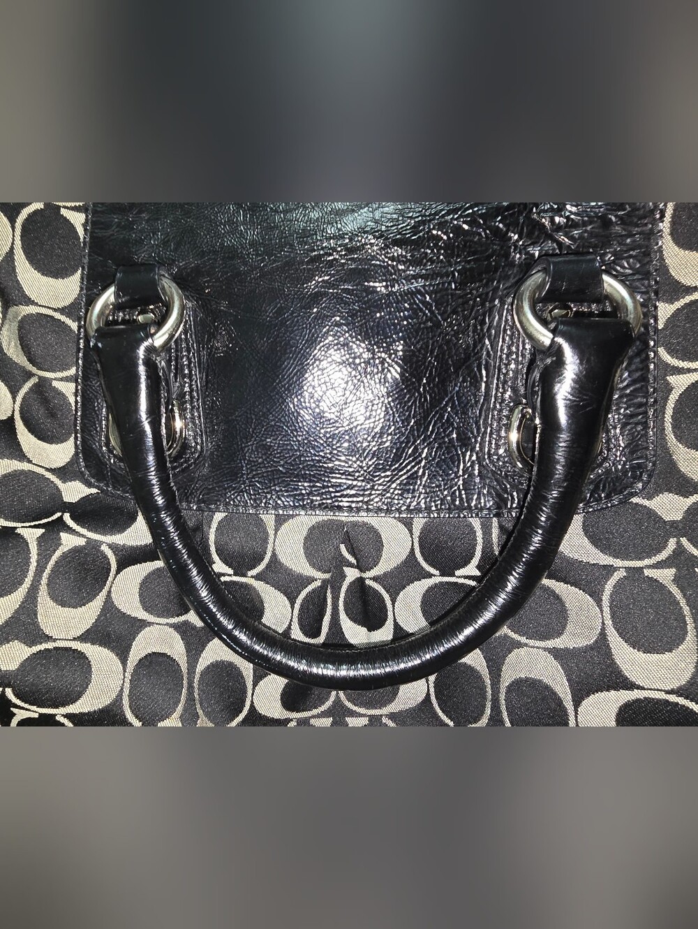 Coach Ashley Satchel Sateen Fabic, Patent Leather Trim - Picture 5 of 8